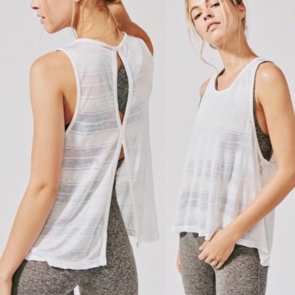 Free People sheer split-back tank top